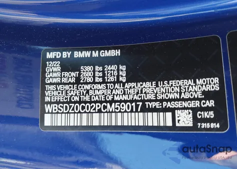 2023 BMW M8 Cabriolet Competition z USA, uszkodzony, nr VIN WBSDZ0C02PCM59017
